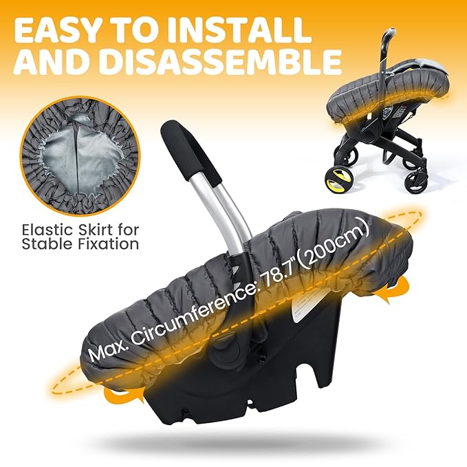 Orzbow Winter Carseat Cover for Baby, Baby Car Seat Cover for Boys & Girls, Warm Infant Car Seat Covers for Cold Weather, Rain & Snow Repellent, Waterproof, Universal Fit, Newborn Must Have, Dark Grey-BubblyBeeBaby