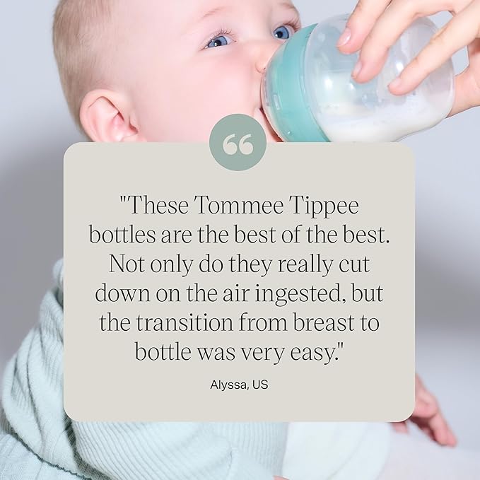 Tommee Tippee Advanced Anti-Colic 5 oz BPA Free Baby Bottles, Newborn 0+ Months, Slow Flow Breast-Like Nipple, Unique Design Keeps Air Away from Milk and Baby, Clear, Pack of 2-BubblyBeeBaby