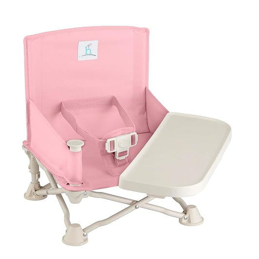 Hiccapop OmniBoost Travel Booster Seat with Tray for Baby | Folding Portable Baby Booster Seat for Dining Table, Camping, Beach, Grandma’s | Tip-Free Design Straps to Kitchen Chairs - Booster Chair-BubblyBeeBaby