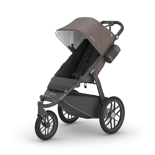 UPPAbaby Ridge Jogging Stroller/Durable Performance Jogger with Never-Flat Tires/Built for Walking, Running, Hiking/Water Bottle Holder and Basket Cover Included/Theo (Dark Taupe/Carbon Frame)-BubblyBeeBaby
