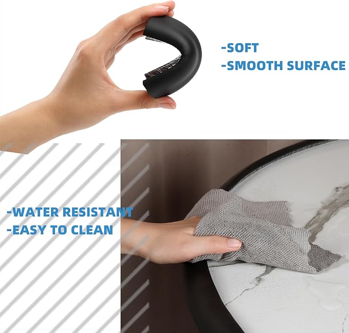 2 Pack L Shape Extra Thick Furniture Table Edge Protectors Foam Baby Safety Bumper Guard 16.4 Ft,Hearth Cushion,for Table, Fireplace, Countertop(with 8 Corners) (Black)-BubblyBeeBaby