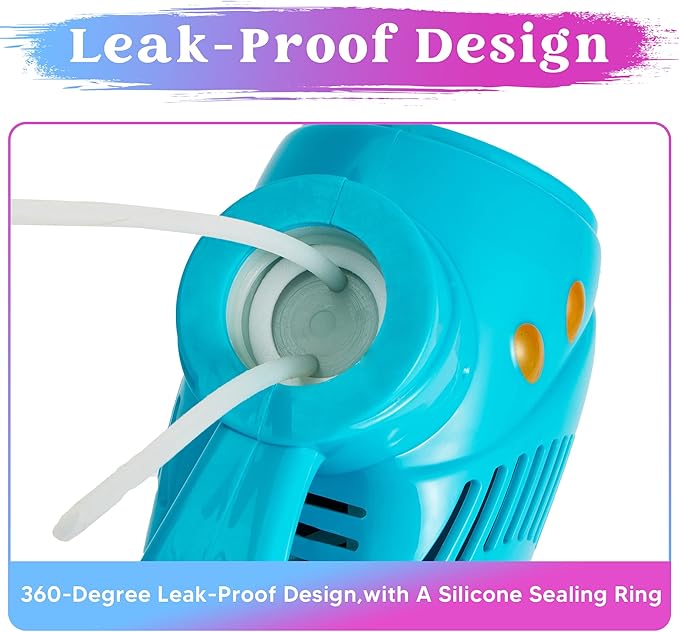 JOYIN 2 Bubble Guns with 2 Refill Solution (10 oz Total), Automatic Bubble Maker Blower Machine for Kids, Toddlers, Outdoors, Party, Birthday Gift, Easter Toys (Blue, Orange)-BubblyBeeBaby