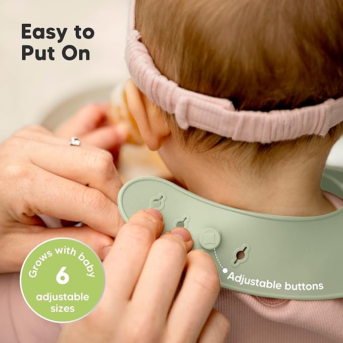 KeaBabies 2-Pack Silicone Baby Bibs for Eating - Sturdy Food-Grade Silicone Bibs for Babies Girl, Boy, Large Food Catcher, Clean & Put On Easily, Waterproof Toddler Feeding Essentials (Macaron)-BubblyBeeBaby