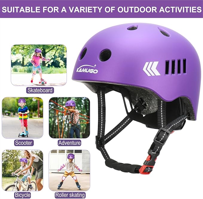 KAMUGO Kids Bike Helmet Set, Toddler Helmet for Ages 2-8 Boys Girls with Sports Protective Gear Set Knee Elbow Wrist Pads for Skateboard Cycling Scooter Rollerblading-BubblyBeeBaby