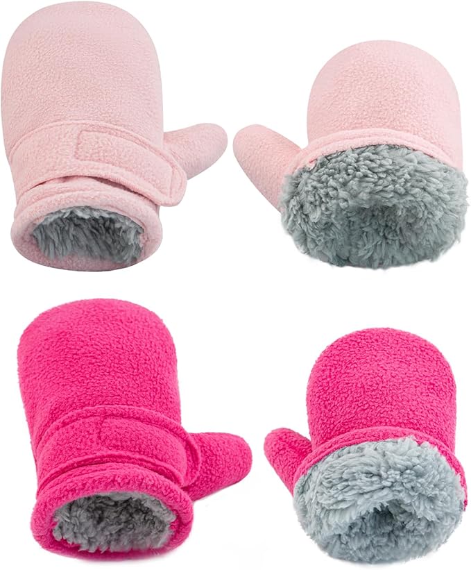 BAVST Baby Toddler Winter Mittens Girls Warm Fleece Lined Gloves Kids Sherpa Lined Mittens for Boys-BubblyBeeBaby