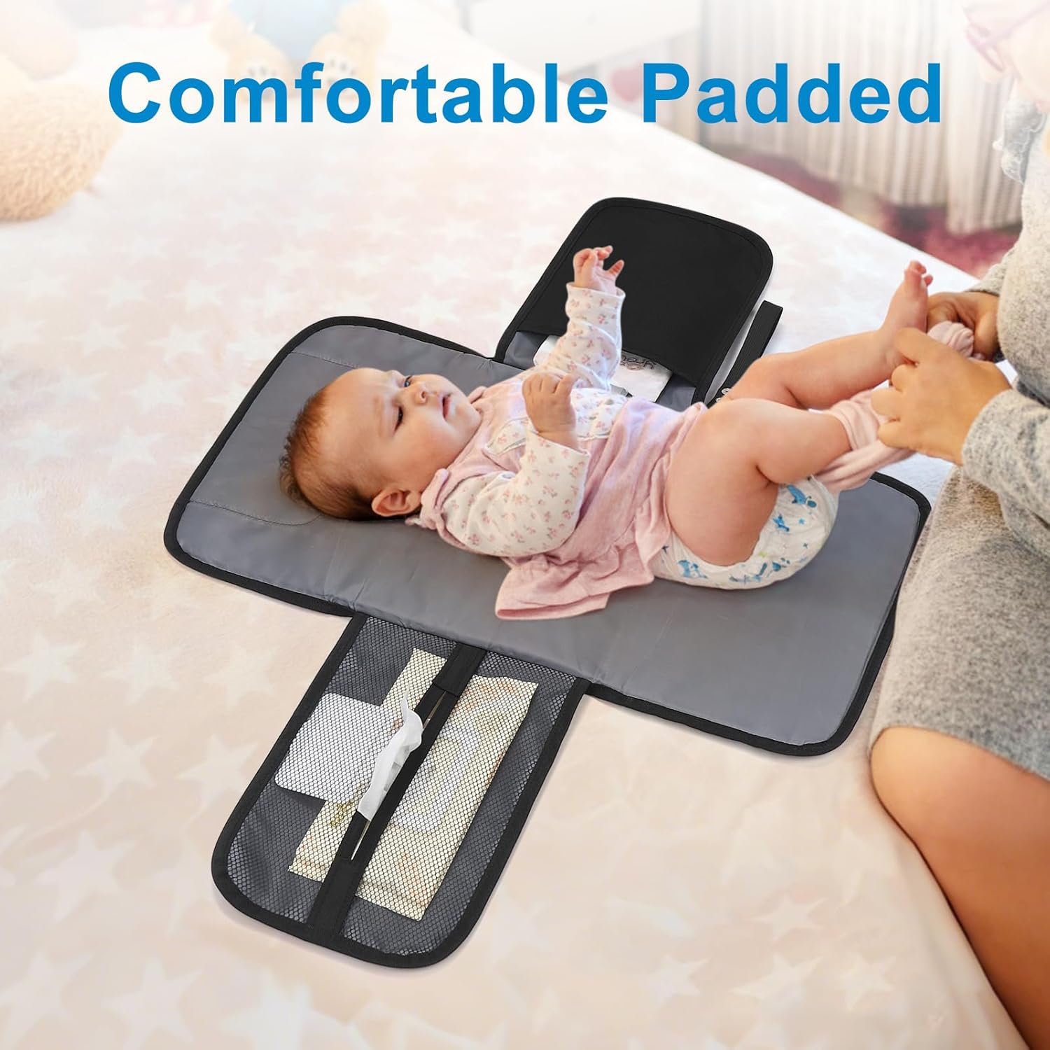 Accmor Portable Diaper Changing Pad, Waterproof Baby Changing Mat, Baby Diaper Changing Pad for Travel, Black