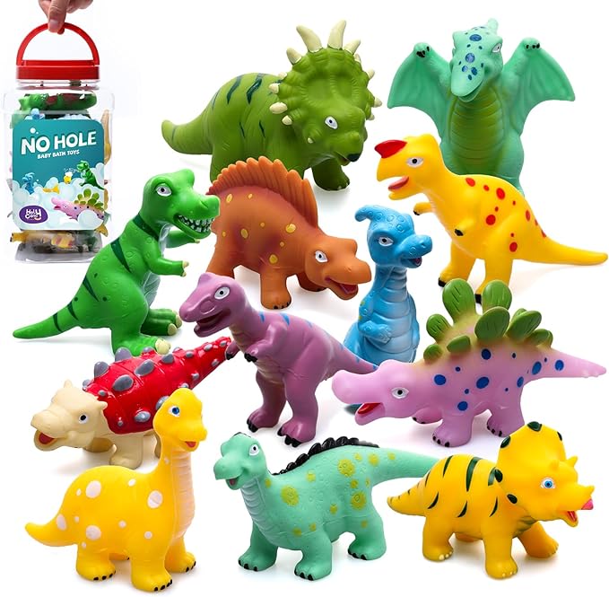 Hely Cancy Dinosaur Bath Toys - No Hole Bath Toys for Kids,Baby Bath Toys for Shower Water Pool Toys-BubblyBeeBaby