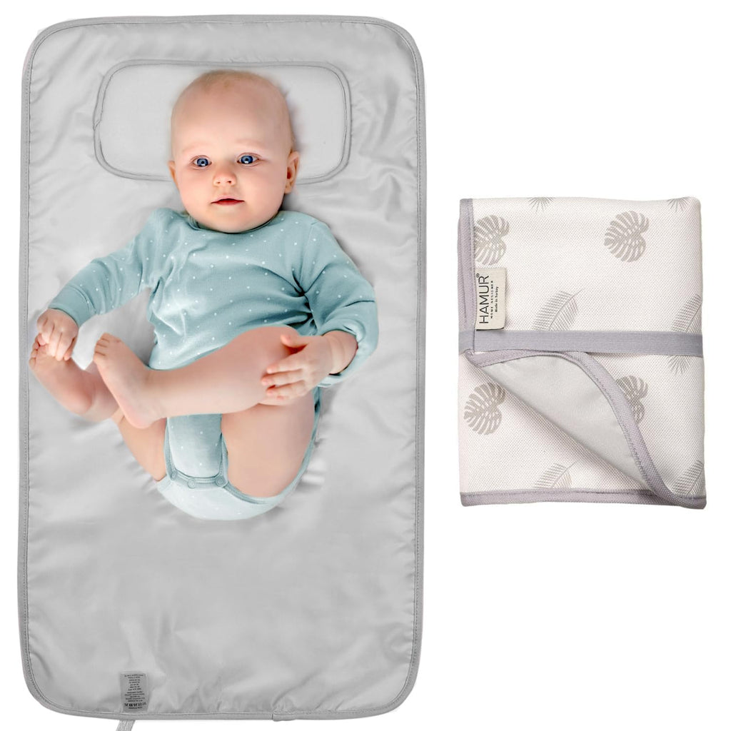 HAMUR HOME Portable Baby Changing Pad – Waterproof, Foldable & Lightweight Travel Mat – Soft & Machine Washable Diaper Changer – Compact & Durable (Leaves)
