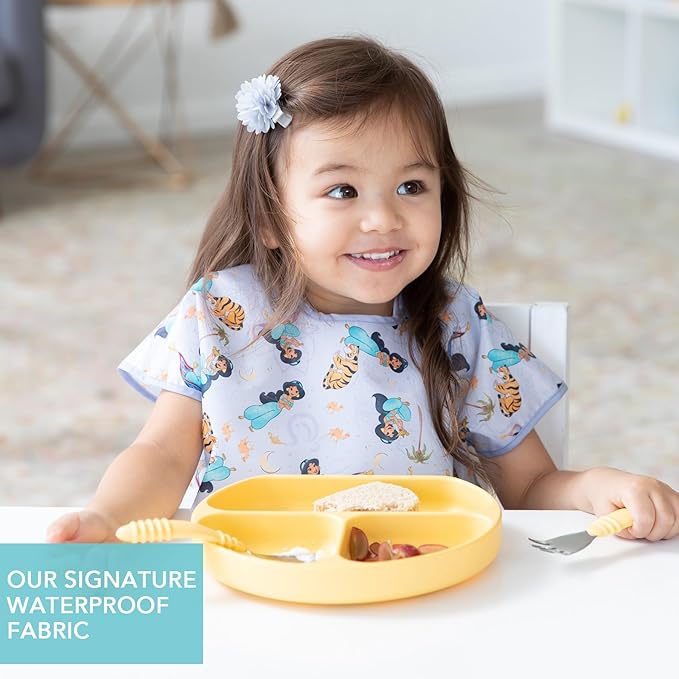 Bumkins Bibs - Toddler Bibs, Waterproof, Large for 1-3 Years, Short Sleeve-BubblyBeeBaby