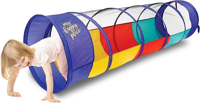 Kiddey Play Tunnel for Kids | Crawl Tunnels with See Through Sides | Outdoor & Indoor Multicolored Tent for Dogs, Toddlers, and Babies | Pop Up Baby Crawling Backyard Tunnel | Balls NOT Included-BubblyBeeBaby