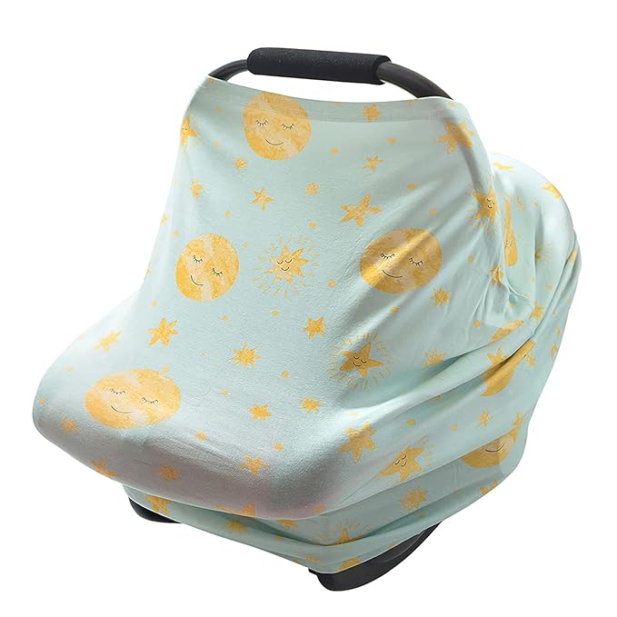 Stretchy Baby Car Seat Covers for Newborns, Infant Car Canopy Extra Soft and Stretchy Nursing Covers for Moms (Shinning Night)-BubblyBeeBaby