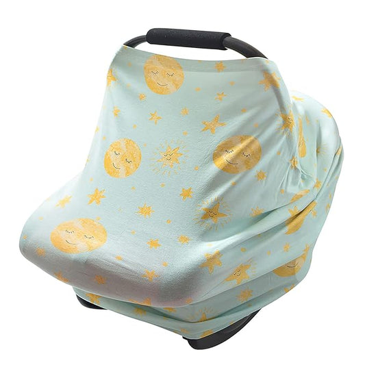 Stretchy Baby Car Seat Covers for Newborns, Infant Car Canopy Extra Soft and Stretchy Nursing Covers for Moms (Shinning Night)-BubblyBeeBaby