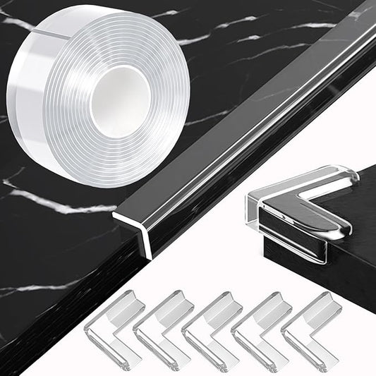 1.18 in x 16.4 FT,Clear Edge Corner Protector Baby Proofing with 6 Corners,Self Adhesive Protective Bumper Guards for Cabinet Door Desk Glass Table Bed Furniture,Kitchen Countertop-BubblyBeeBaby