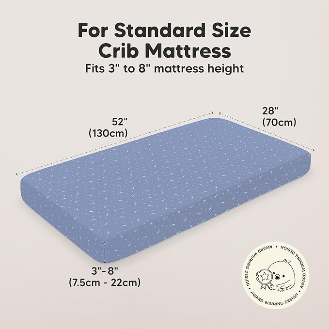 KeaBabies 2-Pack Organic Crib Sheets for Boys, Girls - 52x28 Fitted Crib Mattress Sheet Neutral, Breathable Jersey Cotton Cover for Baby Bed, Toddler Mattress, Soft & Cute Prints (Marine Muse)-BubblyBeeBaby