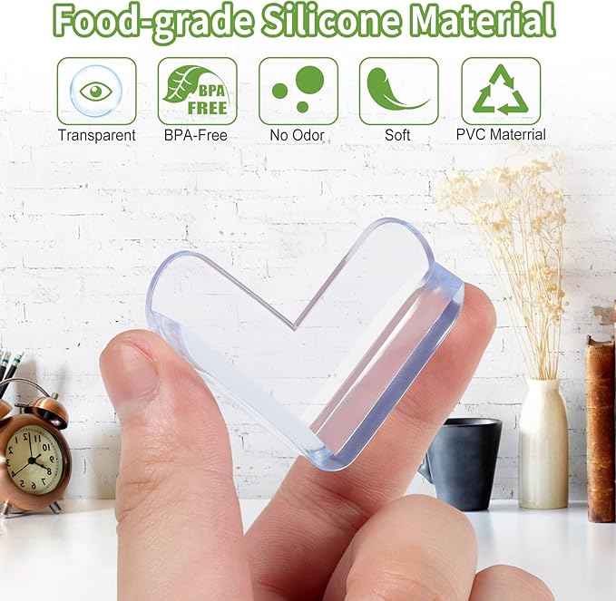 24 Pack Corner Protector for Baby: Baby Proofing Safety Corner Clear Furniture Tablet Corner Protection| Protectors Guards, Baby Proof Bumper & Cushion to Cover Sharp Furniture & Table Edges(L Shape)-BubblyBeeBaby