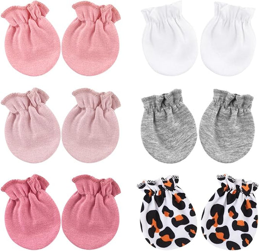 BQUBO Newborn Infant Toddler Mittens No Scratch Cotton Elastic Wrist Gloves Hypoallergenic for 0-6 Months Baby Boys Girls-BubblyBeeBaby