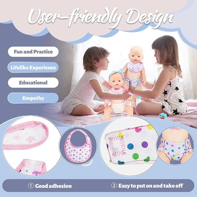 10 Pcs Baby Doll Bottle Feeding Accessories,Baby Doll Pretend Feeding and Caring Set for Kids Girls Ages-BubblyBeeBaby