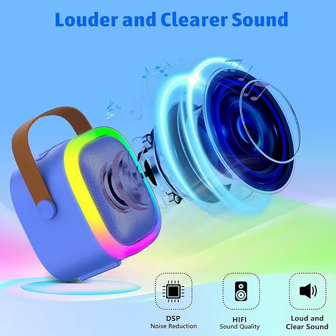 Karaoke Machine for Kids Adults, Portable Bluetooth Speaker with Wireless Microphones and LED Lights, Kids Toys Birthday for Girls and Boys Ages 4,5,6,7,8,9,10,11,12+ Years, Home Party-BubblyBeeBaby