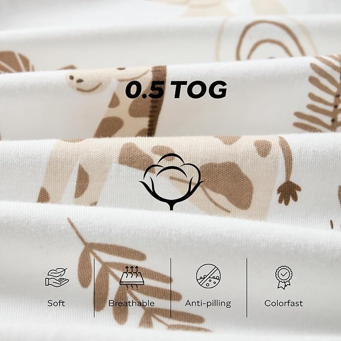 JELLYMONI Baby Sleep Sack 0-6 Months 0.5 Tog Wearable Blanket for Baby, 100% Cotton 3 Pack Infant Toddler Sleeping Sack Lightweight Soft 2-Way Zipper Sleepsack-BubblyBeeBaby