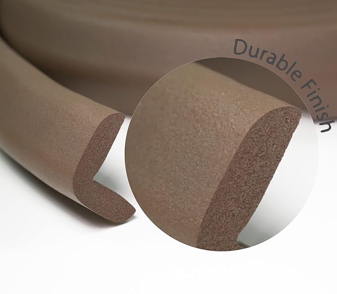 Kidkusion Baby Proof Edge Guards for Safety | Made in The USA | 24 Feet | Brown | Edge Protectors for Furniture, Tables, Fireplaces | Heavy Duty Tape Included-BubblyBeeBaby