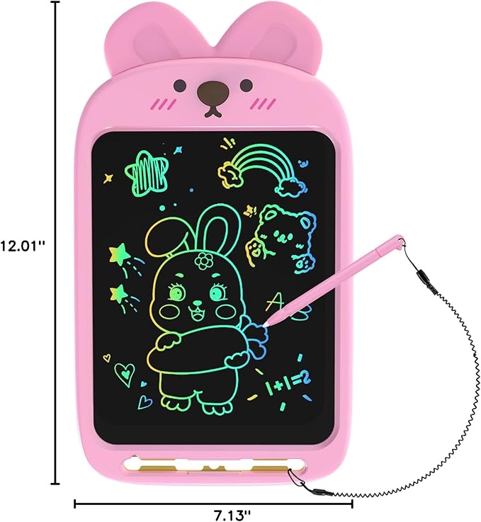 10 Inch LCD Writing Tablet, Erasable Doodle Board Toy, Cute Rabbit Drawing Pad for Kids Ages 2-6 - Educational Christmas Birthday Gift (Rabbit)-BubblyBeeBaby