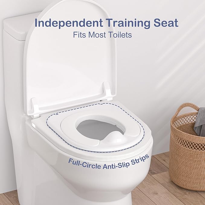 2-in-1 Toddler Potty Training Toilet - Larger Potty Chair & Detachable Training Seat for Boys & Girls Ages 1-3 with Flushing Sound, Wipes Storage, Toilet Paper Holder - Blue-BubblyBeeBaby