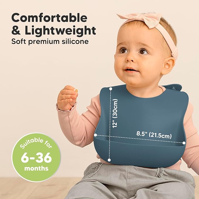 KeaBabies 2-Pack Silicone Baby Bibs for Eating - Sturdy Food-Grade Silicone Bibs for Babies Girl, Boy, Large Food Catcher, Clean & Put On Easily, Waterproof Toddler Feeding Essentials (Valiant)-BubblyBeeBaby