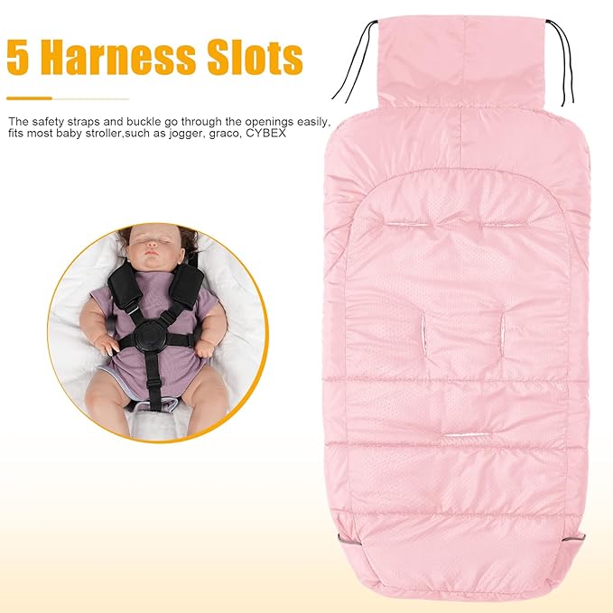 Yoofoss Stroller Cover for Winter, Toddler Stroller Footmuff Universal for Most Stroller, Water Resistant Warm Coral Baby Stroller Bunting Sleeping Bag Pink-BubblyBeeBaby