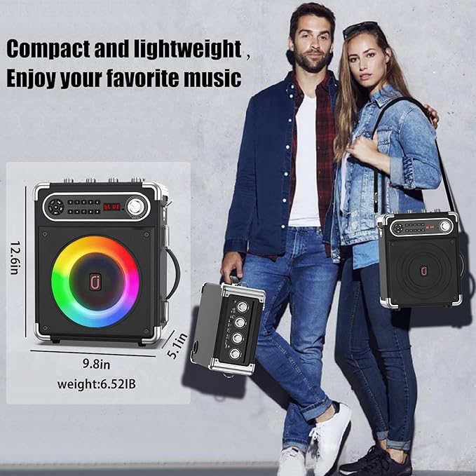 Karaoke Machine with 3 Wireless Microphones for Adults/Kids, Portable Bluetooth 5.3 Karaoke Speaker, Home Party Speaker with Disco Lights for Outdoor, PA System Supports TWS and TV connectivity-BubblyBeeBaby