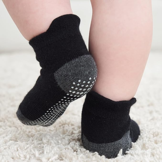 Zaples Baby Non Slip Grip Ankle Socks with Non Skid Soles for Infants Toddlers Kids Boys Girls-BubblyBeeBaby