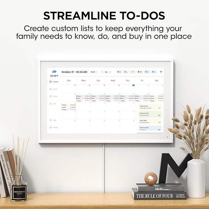 21.5 Inch Smart Digital Calendar, Wall Electronic Calendar, 1920 * 1080 IPS Full HD Touch Screen Display for Family Meal Planner Support - Streamline Household Organization-BubblyBeeBaby