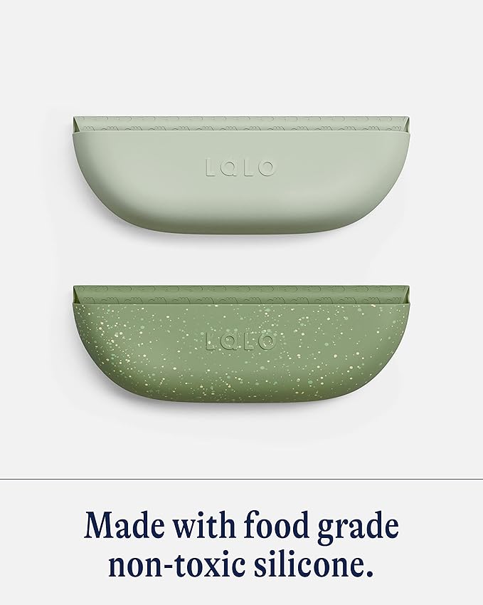 Lalo The Bib - Waterproof, Non-Toxic Silicone Baby Bib with Adjustable Neck Band & Silicone Food Pouch Catcher, Set of 2-BubblyBeeBaby