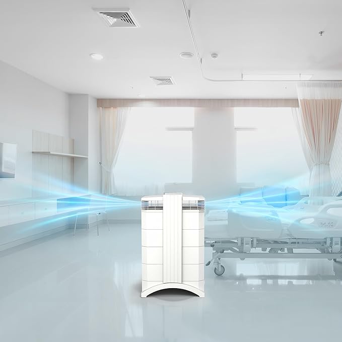 IQAir HealthPro Compact XE Air Purifier - Compact HyperHEPA Fration for Rooms up to 1240 sq ft - Allergens, Smoke, Dust, Mold, Pet Dander, Swiss Made, WiFi Enabled-BubblyBeeBaby