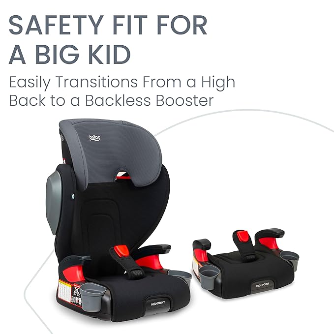 Britax Highpoint Backless Belt-Positioning Booster Seat, SafeWash Black Ombre-BubblyBeeBaby