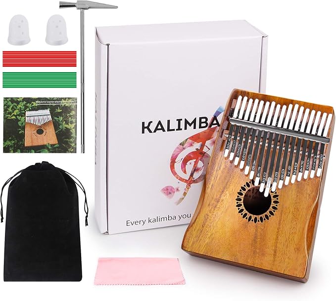 Kalimba Thumb Piano 17 Keys, Portable Mbira Finger Piano Gifts for Kids and Adults Beginners Wood-BubblyBeeBaby