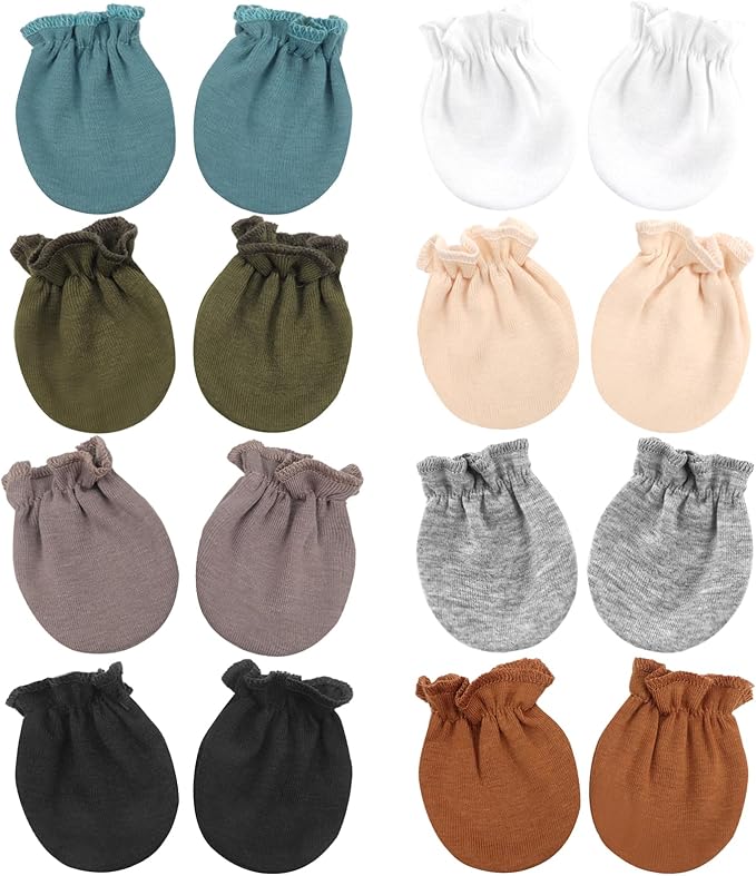 BQUBO Newborn Infant Toddler Mittens No Scratch Cotton Elastic Wrist Gloves Hypoallergenic for 0-6 Months Baby Boys Girls-BubblyBeeBaby