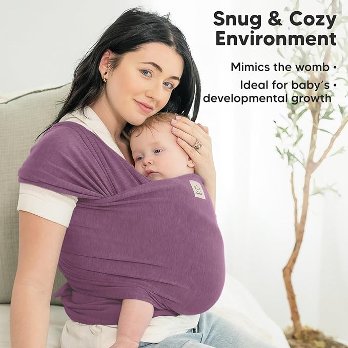 KeaBabies Baby Wrap Carrier - All in 1 Original Baby Carrier Newborn to Toddler Sling, Easy to Wear, Hands Free Bonding, Lightweight, Breathable Infant Wraps (Dark Mauve)-BubblyBeeBaby