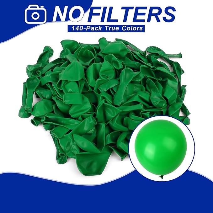 140pcs Dark Green Round Balloons Different Sizes 18 12 10 5 Inch Latex Balloons for Arch Decoration Party Balloon Kit for Graduation Birthday Party Wedding Balloon Baby Shower Decoration-BubblyBeeBaby