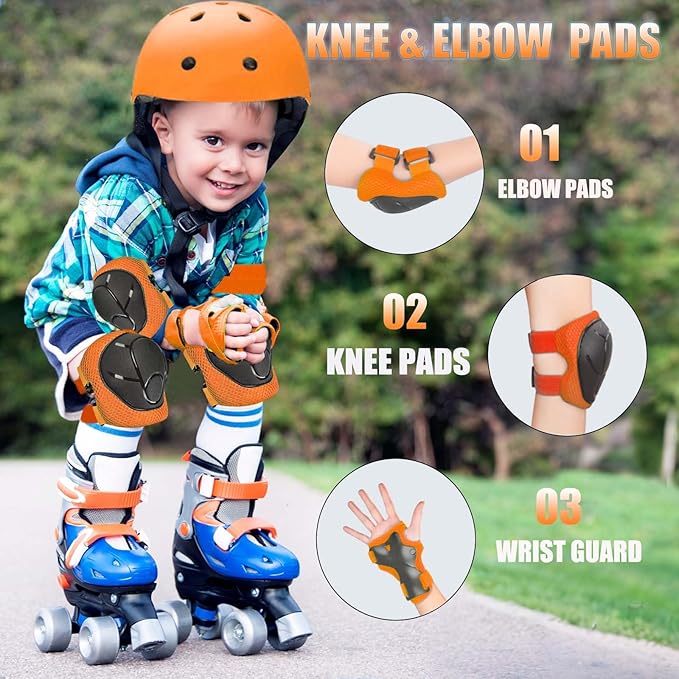 Kids Bike Helmet Set Adjustable Helmet for Ages 3-15 Kids Toddler Boys Girls Youth, Multi-Sport Bicycle Skateboarding Football Rollerskating Scooter Rollerblade Balance Bike Helmets-BubblyBeeBaby