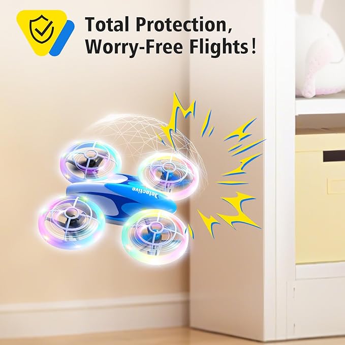 053Drone for Kids,Colourful LED RC Drone, Drone kids for Beginners,3D Flips,Altitude Hold, Propeller Full Protect,Mini drone Toy With 3 Batteries, Great Gift Toy for Boys and Girls-BubblyBeeBaby