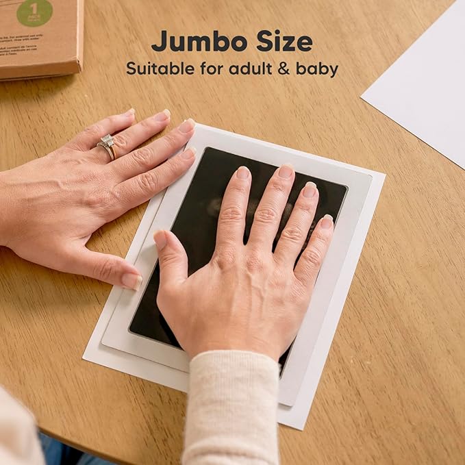 1-Pack Inkless Baby Hand and Footprint Kit - Mess Free Ink Pad for Newborn Keepsake, Dog Nose & Paw Print Kit, Clean Touch Ink Pad for Baby Hand & Footprints, Ideal New Mom Gifts (Jumbo)-BubblyBeeBaby