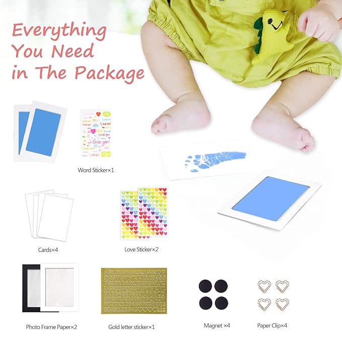 Inkless Baby Hand and Footprint Kit,Clean Touch Ink Pad for Baby Footprint Kit,No Mess Dog Paw Print Kit,DIY Footprint Ink for Baby Keepsake Gifts for Boys and Girls-BubblyBeeBaby