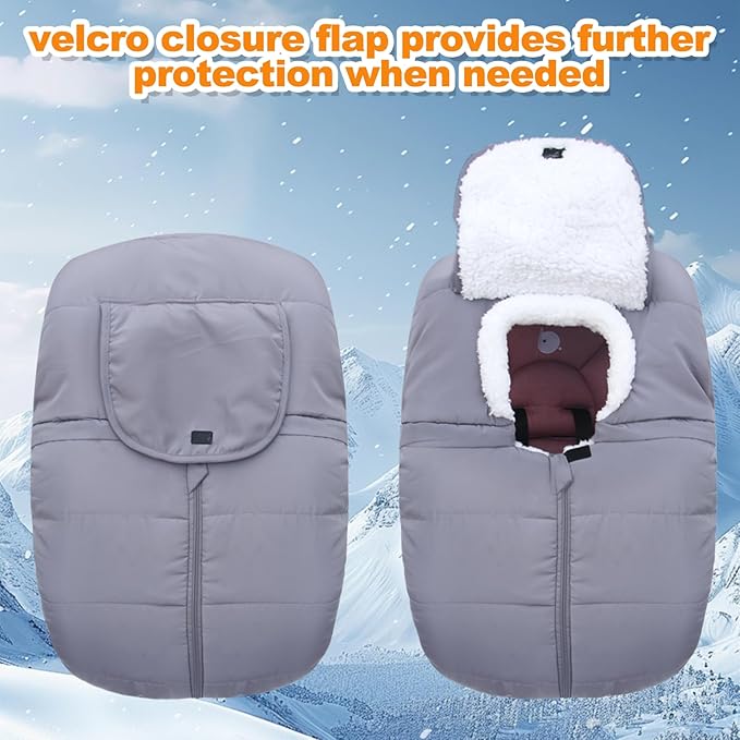 Fairy Baby Winter Car Seat Cover for Babies Carseat– Waterproof, Warm Car Seat Cover Baby – Universal Winter Cover for Back Seat, Infant Car Seat & Baby Carseat (Grey)-BubblyBeeBaby