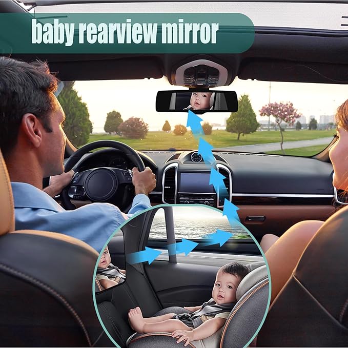 Baby Car Mirror, Universal Fit, Headrest Mount, Shatterproof, Stable, Easy Install, Compatible with Most Cars & SUVs-BubblyBeeBaby