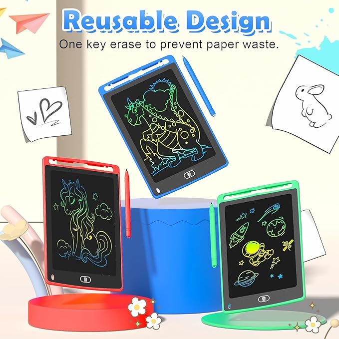 12 Pack LCD Writing Tablet for Kids, 8.5 Inch Colorful Doodle Board Drawing Tablet, Erasable Doodle Pad for Toddlers, Educational Learning Toys Birthday Gifts for Boys Girls Age 3 4 5 6 7 8-BubblyBeeBaby