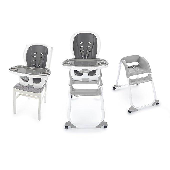 Ingenuity SmartClean Trio Elite 3-in-1 Convertible Baby High Chair, Toddler Chair, and Dining Booster Seat, For Ages 6 Months and Up, Unisex - Slate-BubblyBeeBaby