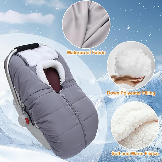 Fairy Baby Winter Car Seat Cover for Babies Carseat– Waterproof, Warm Car Seat Cover Baby – Universal Winter Cover for Back Seat, Infant Car Seat & Baby Carseat (Grey)-BubblyBeeBaby