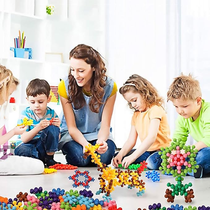 250 Pieces Building Blocks Kids STEM Toys Educational Building Toys Interlocking Solid Plastic Discs Sets for Preschool Boys and Girls Aged 3+-BubblyBeeBaby