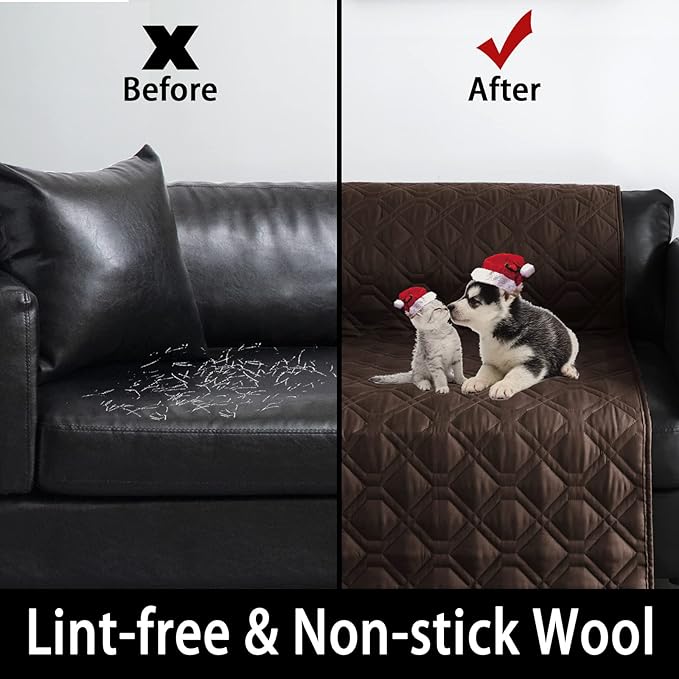 100% Waterproof Dog Bed Cover 102x82 in Reversible Reusable Camping Mat for Kids/Pet/Dog/Cat Washable Geometric Embroidery Blanket Patchwork Brown+Beige-BubblyBeeBaby