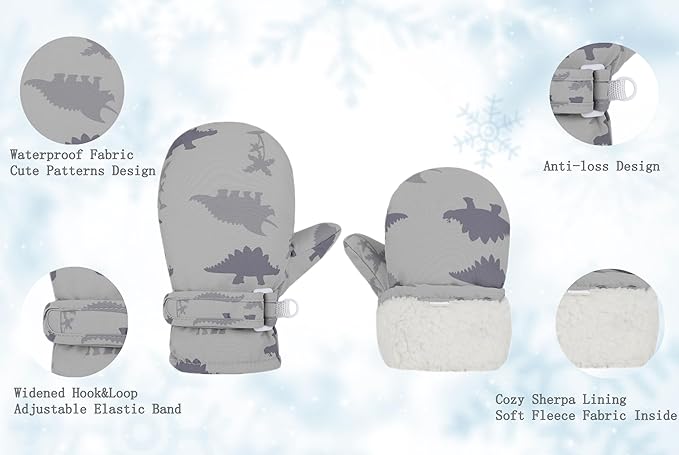 Toddler Gloves Kids Mittens Winter Warm Lined Fleece Gloves Waterproof Snow Baby Mitten for Boys Girls-BubblyBeeBaby